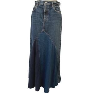 Moussy Vintage Vicksburg A Line Multi Tone Denim Maxi Skirt Women's Size 26